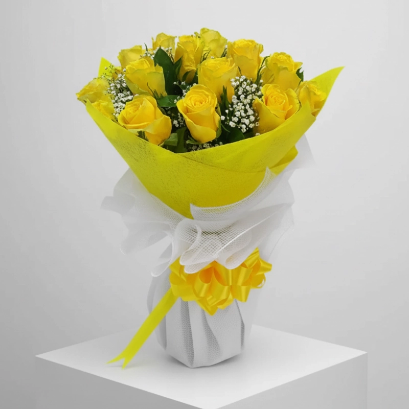 Shining Yellow Roses Bouquet